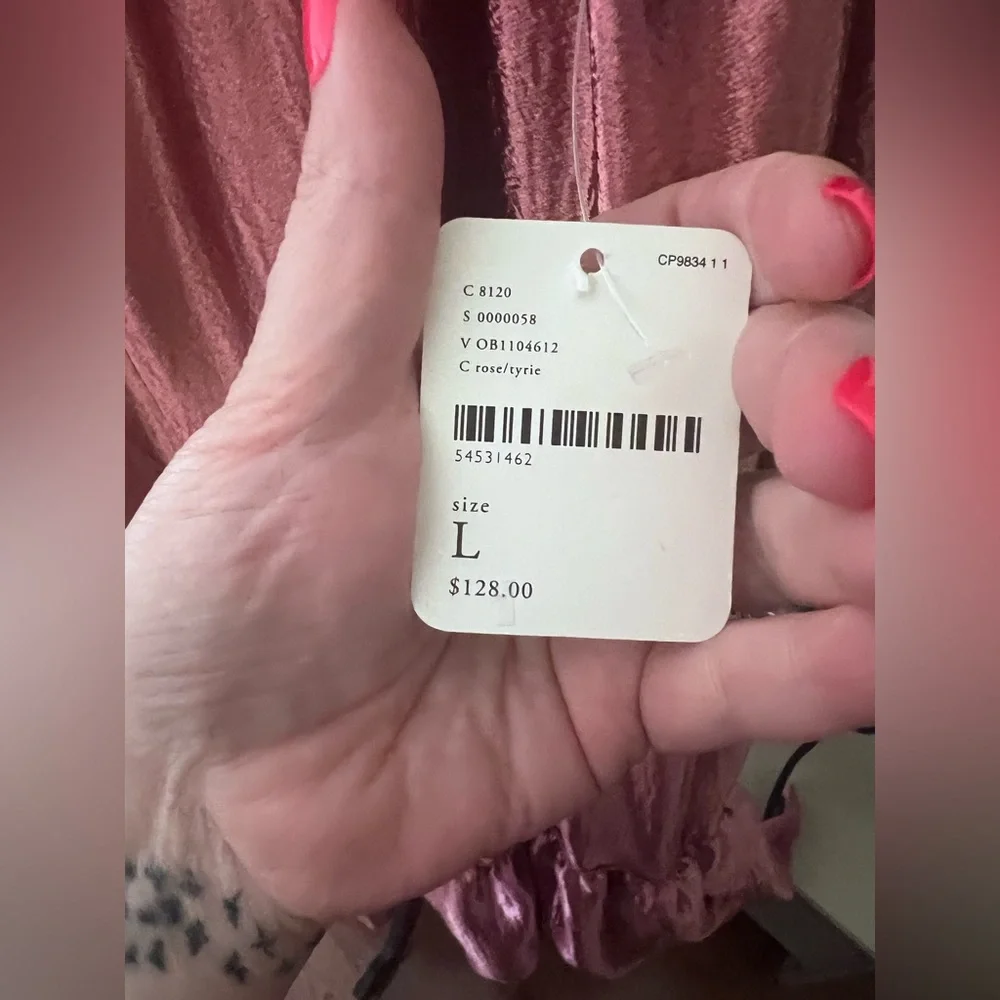 Free People Moonbeam Metallic Tiered Satin Ruffle Maxi Skirt!! Size Large! - Picture 4 of 5